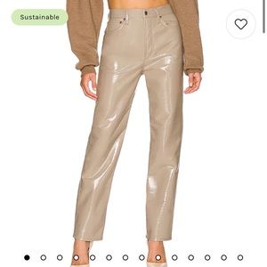 agolde tan leather pants